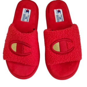 CHAMPION Slipper Slides in Red with Logo